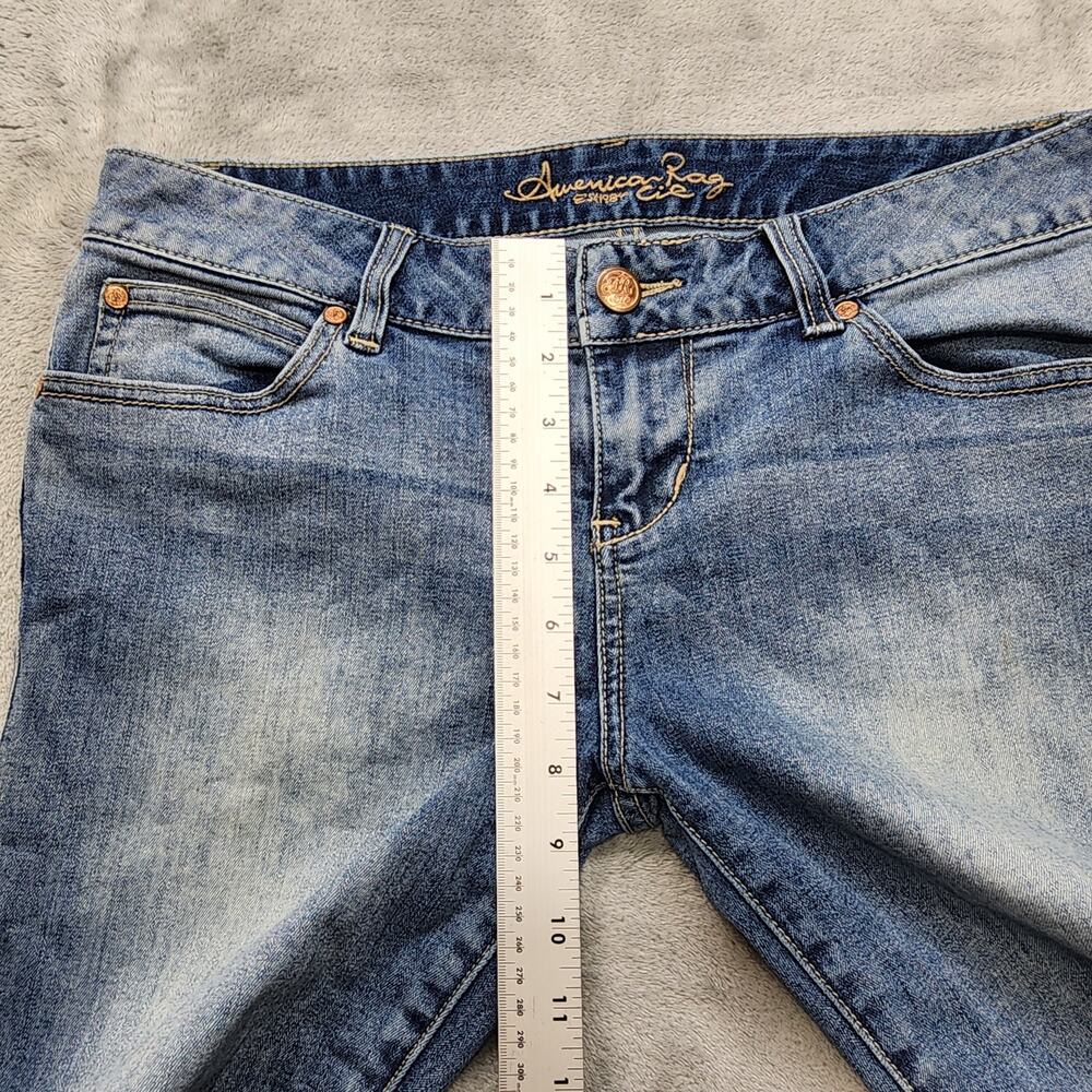 American Rag Shorts Womens 9 Juniors Blue Low Rise Cutoff Bermuda Stretch Denim - Picture 8 of 11
